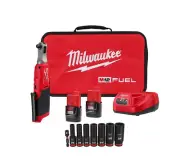 Milwaukee 3/8 in. Ratchet Kit & Impact Duty Socket Set & Grease Gun & 2x Battery