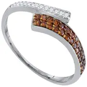 14k White Gold Round Brown Diamond Bypass Band 1/4 Cttw