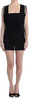 [roccobarocco] Black Embellished Jersey Mini Sheath Short Dress