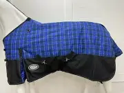 AXIOM 1200D RIPSTOP DEEP BLUE CHECK LIGHT PADDOCK HORSE RUG - 5' 6
