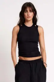 NEW OneTeaspoon ONE TEASPOON Womens OTS Cut Through Tank Black