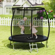 Costway8FT Outdoor Trampoline Heavy-Duty Recreational Trampoline-Black