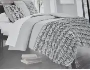 NWT CYNTHIA ROWLEY Ruffles COMFORTER SET Queen Shabby French Country Chic Gray X