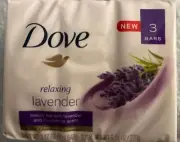 3 DOVE Bar Soaps Relaxing Lavender & Chamomile Beauty Bars 3.75oz HTF Pack of 3