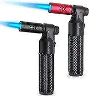 2 Pack Butane Torch Lighter Big Jet Flame Refillable Portable Butane Torch Adjustable Mini Blow Torch for Camping Grill Culinary Soldering Cooking Welding BBQ (Fuel Not Included)