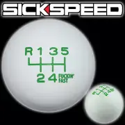 WHITE/GREEN FING FAST SHIFT KNOB FOR 6 SPEED SHORT THROW SHIFTER 12X1.25 K16