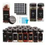 Pcs Spice Jars with Label- Glass Spice Jars with Black Metal Caps,Shaker 36
