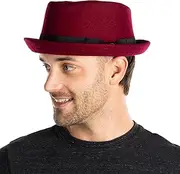 Funky Junque Fedora Hats for Men Premium Wool Women Structured Black Bowler Pork Pie Short Brim Vintage Trilby Stetson