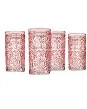 Godinger Set of 4 Jax Pink Highball Glasses