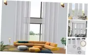 Extra Long Sheer Curtains 12Ft Semi Faux Linen Light Filtering Tall Windows