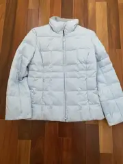 Ann Taylor Women Jacket Goose Down Feathers (M) Baby Blue NWT Wool Ribs