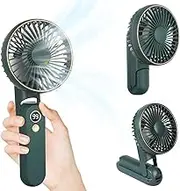 H HOME-MART 3 IN 1 Portable Handheld Fan, Portable Fan Rechargeable, 180° Adjustable, 5 Speed Wind, Display Electricity in Real Time, USB Rechargeable Foldable Fan, Quiet Personal Fan (Green)
