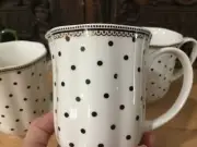 Grace’s Teaware Josephine Black and White Polk A Dot Set of 4 Mugs