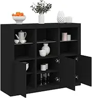 Sideboards with LED Lights 3 pcs Black Engineered Wood