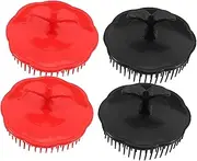 Healeved 4pcs Hair Washing Brush Round Scalp Care Massagers for Exfoliation Soft Plastic Head Scrubber for Deep Clean Tension Relief for Home Travel
