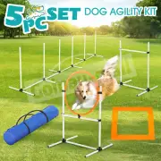 5PCS Dog Agility Set Pet Obstacle Equipment Course High Tire Hurdle Jump