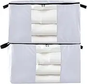 Amooorous Lavender Solid Color Pure Plain 60/95 L zippered under bed shoe storage with Reinforced Handles, clear window bed storage containers for Clothing, Blanket, Bed Sheets, Pillows