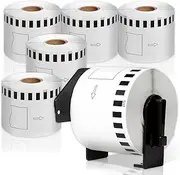 6 Rolls Compatible Brother DK-2205 Continuous Length Paper Tape Labels for 62mm x 30.48m (2-3/7 x 100) Plus 1 Reusable Frame for QL-500 QL-570 QL-700 QL-710W QL-720NW QL-1060N Printer