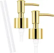 GAQWOK 2Pack Gold Soap Dispenser Pump Replacement - Multipurpose, No-Leak, Easy Press, Fits 1-Inch Neck Size Bottles