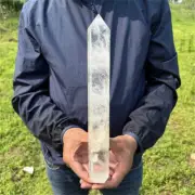 980g Natural Clear Quartz Obelisk Quartz Crystal Point Wand Tower Healing