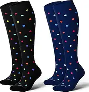 [LEVSOX] Thick Cotton Compression Socks for Women&Men 20-30mmHg Knee High Cute Support Sock for Nurses, Prenancy, Travel