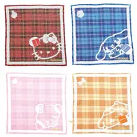 在飛比找Yahoo奇摩購物中心優惠-小禮堂 Sanrio 三麗鷗 純棉小方巾 (復古格紋款) K