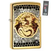 Zippo 0057 Anne Stokes-Dragon Fusion High Polish Brass Lighter + FLINT PACK