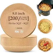 Premium Air Fryer Liner Round, [200pcs for 5-8QT] Air Fryer Disposable Paper Liners, Non-Stick Air Fryer Baking Paper Tray - Air Fryer Accessories.