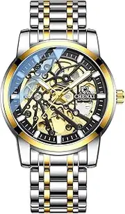 [DAXIAOYU] Men Skeleton Automatic Winding Hollow Out Mechanical Watches Stainless Steel Wristwatches Men's Business Date Clock