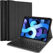 For Apple iPad Air 5th 4th Gen Bluetooth Keyboard Case, Slim Folio Leather Smart Sleep Awake with Detachable Wireless Cover(Black)