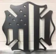 Steel Firefighter Maltese Cross with American Flag Sign