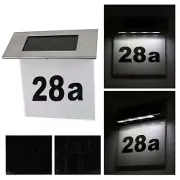 Stainless,Solar Powered House Door Sign Plaque Number LED Wall Light Outdoor