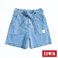 在飛比找momo購物網優惠-【EDWIN】女裝 綁帶短褲(漂淺藍)