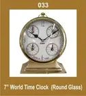 New 7'' World Time Clock Nautical Quartz Round Glass Brass Body GEc