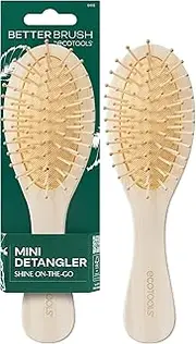 EcoTools Mini Detangler Hairbrush, Brush For Wet Or Dry Hair, Heat Resistant, Mini Hairbrush Gently Detangles & Styles, Travel-Size Paddle Brush, Renewable Bamboo, Vegan & Cruelty-Free, 1 Count