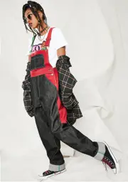 [Cross Colours] Color Block Denim Overall