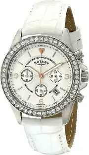 Rotary Ladies Stainless Steel Stone Set Chrono Watch