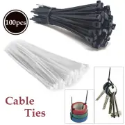 Nylon Plastic Cable Ties Zip Tie Wraps Black/White Thin Small Large Long Wide