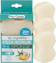 Spongables Pedi Scrub Foot Exfoliating 20+ Wash Sponge, Pina Colada, 3 Count