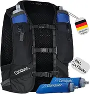 Conquer. 15L Running Vest with 2 x Flasks for Women/Men, Ultralight Hydration Backpack, Trail Running Backpack, Hydration Vest, Running Vest