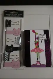 Hobby Lobby Cat Page Flags and Binder Clips And Note Pad