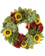 Creative Displays 26in Traditional Fall Wreath with Sunflowers & Hydrangeas