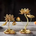 Farmhouse Candle Holder Gold Leaf Butter Lamp Holder New Lotus Candlestick