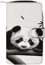 [RTSEBVN] Leather Wallet Multifunction Long Wallet Fashion Cute Pandas Printing Leather Purse with For Women And Men, style, 19.7x11x3.5cm, Leather Wallet