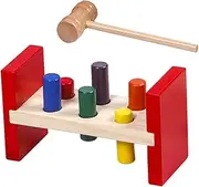 HONITANO 1Set Interactive Wooden Pounding for Color Recognition Hammer Plaything Safe Educational for Developing Hand Skills and Coordination