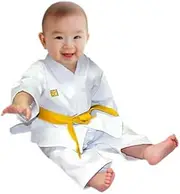 [Mooto] Korea Taekwondo KAEKI First Birthday Uniform & Belt Gift Sets for 1st Birthday, 12 months, White Uniform and Yellow Belt