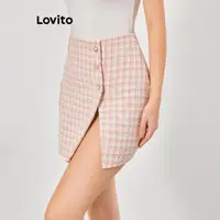 在飛比找蝦皮商城優惠-Lovito 女款優雅格紋羈絆短裙 LBL07060
