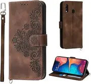 AsWant Wallet Case for Samsung Galaxy A20 A30 - Premium Leather Flip Protective Case Magnetic Cover with Stand Function (Brown)