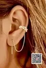 Ear Cuff Chain-Pierce Fashion* Goldtone Huggie Helix Lobe Basketweave Crystals