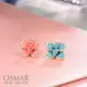 絢彩家【OSMAR】迷你可愛粉嫩花朵不對稱 無耳洞黏貼式耳環 附10對貼紙補充包